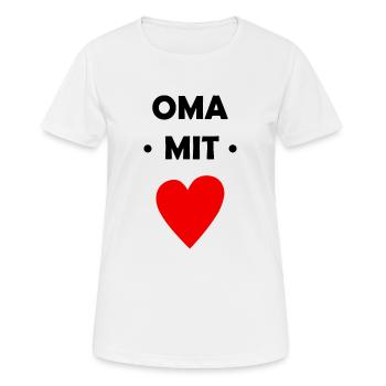 Oma mit Herz - Frauen T-Shirt atmungsaktiv - Weiß - Vorne - AI Model Female 172 dark (172cm)