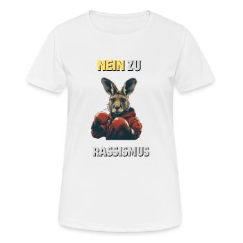 Kangourou : « Aucune chance pour le racisme » - T-shirt respirant Femme - blanc - Devant - AI Model Female 172 dark (172cm)