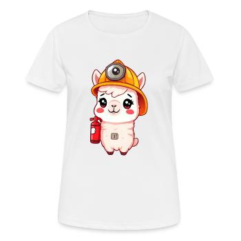Sicherheit First Alpaka-Feuerwehrmann - Frauen T-Shirt atmungsaktiv - Weiß - Vorne - AI Model Female 172 dark (172cm)