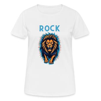 Rock Löwe - Frauen T-Shirt atmungsaktiv - Weiß - Vorne - AI Model Female 172 dark (172cm)