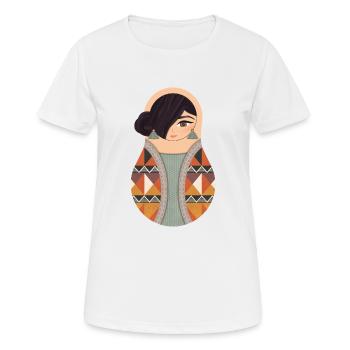 Matroschka Nesrin - Frauen T-Shirt atmungsaktiv - Weiß - Vorne - AI Model Female 172 dark (172cm)