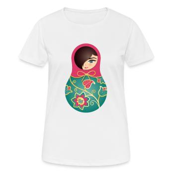 Matroschka Helena (rosa/grün) - Frauen T-Shirt atmungsaktiv - Weiß - Vorne - AI Model Female 172 dark (172cm)
