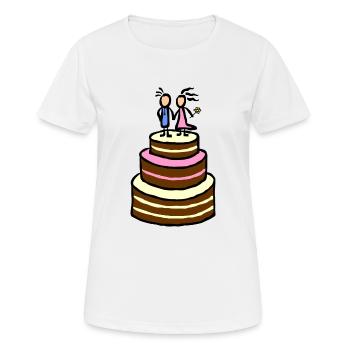 Pie with Couple - Wedding Cake Birthday Cake - Women's Breathable T-Shirt - white - Front - AI Model Female 172 dark (172cm)