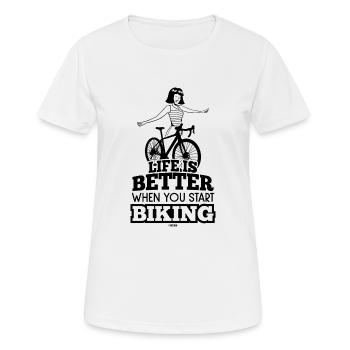 Girls Bike Mountain Bike Bike - Women's Breathable T-Shirt - white - Front - AI Model Female 172 dark (172cm)