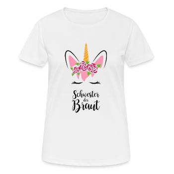 Einhorn JGA Schwester braut Junggesellenabschied - Frauen T-Shirt atmungsaktiv - Weiß - Vorne - AI Model Female 172 dark (172cm)