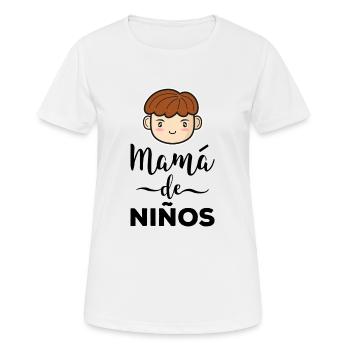 Mama von Jungen Geschenk Mutter Muttertag - Frauen T-Shirt atmungsaktiv - Weiß - Vorne - AI Model Female 172 dark (172cm)