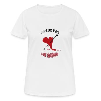 J'peux pas j'ai Dating - T-shirt respirant Femme - blanc - Devant - AI Model Female 172 dark (172cm)