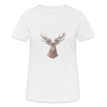 Deer with flowers - Women's Breathable T-Shirt - white - Front - AI Model Female 172 dark (172cm)