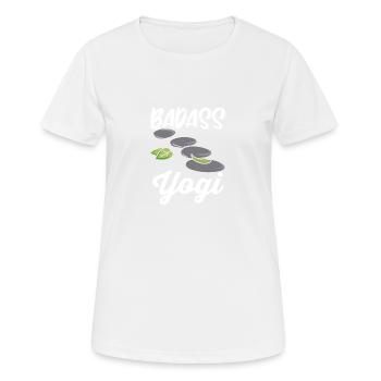 Badass Yogi - Frauen T-Shirt atmungsaktiv - Weiß - Vorne - AI Model Female 172 dark (172cm)