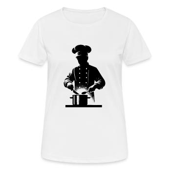 Küchenkoch und Hobbykoch Silhouette Portrait - Frauen T-Shirt atmungsaktiv - Weiß - Vorne - AI Model Female 172 dark (172cm)