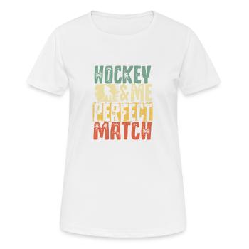 Hockey - Frauen T-Shirt atmungsaktiv - Weiß - Vorne - AI Model Female 172 dark (172cm)