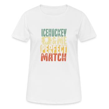 Eishockey - Frauen T-Shirt atmungsaktiv - Weiß - Vorne - AI Model Female 172 dark (172cm)