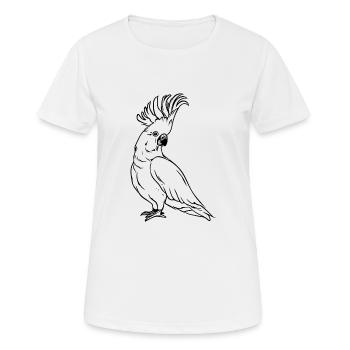 Kakadu Portrait Vogel Zeichnung - Frauen T-Shirt atmungsaktiv - Weiß - Vorne - AI Model Female 172 dark (172cm)