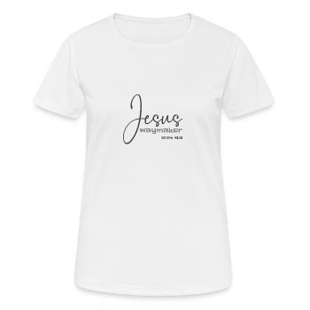 Christian Design Jesus, Waymaker Isaïe 43 verset - T-shirt respirant Femme - blanc - Devant - AI Model Female 172 dark (172cm)