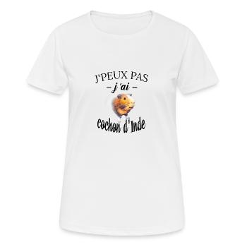 j peux pas j ai cochon d inde TEE SHIRT chonchon - T-shirt respirant Femme - blanc - Devant - AI Model Female 172 dark (172cm)