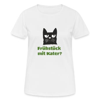 frühstück mit kater - Frauen T-Shirt atmungsaktiv - Weiß - Vorne - AI Model Female 172 dark (172cm)