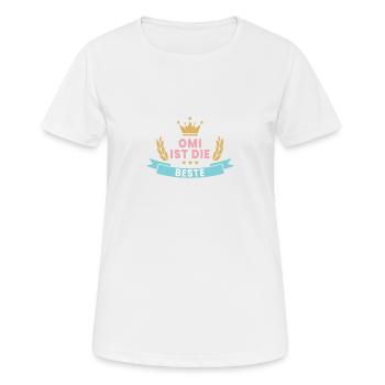 Omi ist die Beste! Krone & Kranz - Frauen T-Shirt atmungsaktiv - Weiß - Vorne - AI Model Female 172 dark (172cm)