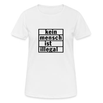Kein Mensch ist illegal - Frauen T-Shirt atmungsaktiv - Weiß - Vorne - AI Model Female 172 dark (172cm)