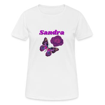 Sandra,papillon et rose violet - T-shirt respirant Femme - blanc - Devant - AI Model Female 172 dark (172cm)