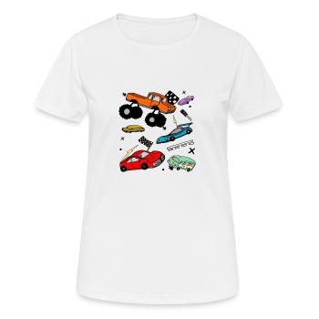 voitures véhicules dessin - T-shirt respirant Femme - blanc - Devant - AI Model Female 172 dark (172cm)