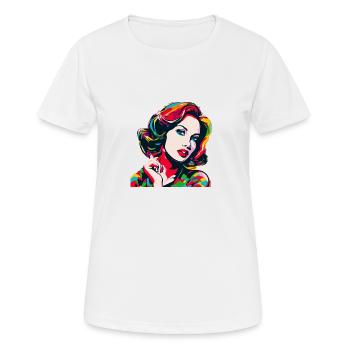 Pop Art Stil Women - Frauen T-Shirt atmungsaktiv - Weiß - Vorne - AI Model Female 172 dark (172cm)