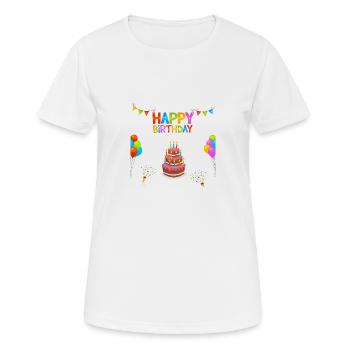 Joyeux anniversaire gâteau d'anniversaire gâteau - T-shirt respirant Femme - blanc - Devant - AI Model Female 172 dark (172cm)