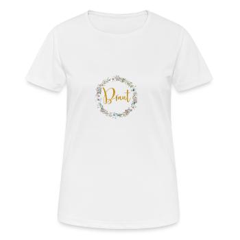 Team Braut! Blau Grün Eukalyptus Kranz - Frauen T-Shirt atmungsaktiv - Weiß - Vorne - AI Model Female 172 dark (172cm)