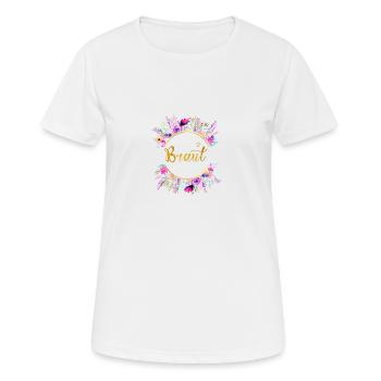 Team Braut! Kreis Floral Kranz - Frauen T-Shirt atmungsaktiv - Weiß - Vorne - AI Model Female 172 dark (172cm)