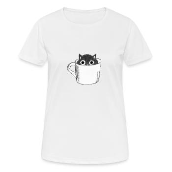 Cat in cup - Women's Breathable T-Shirt - white - Front - AI Model Female 172 dark (172cm)