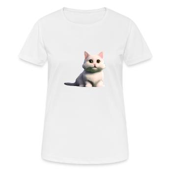 weiße Mietzekatze - Frauen T-Shirt atmungsaktiv - Weiß - Vorne - AI Model Female 172 dark (172cm)