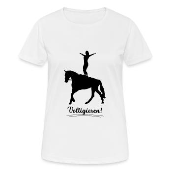 Voltigieren - Frauen T-Shirt atmungsaktiv - Weiß - Vorne - AI Model Female 172 dark (172cm)