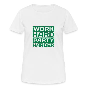 work hard party harder - Frauen T-Shirt atmungsaktiv - Weiß - Vorne - AI Model Female 172 dark (172cm)