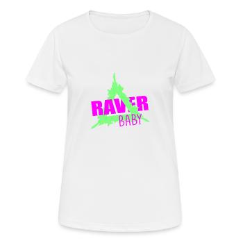 Raver bébé - T-shirt respirant Femme - blanc - Devant - AI Model Female 172 dark (172cm)