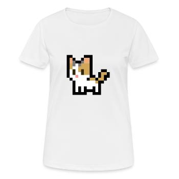 Süße Pixel Katze - Frauen T-Shirt atmungsaktiv - Weiß - Vorne - AI Model Female 172 dark (172cm)