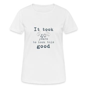 40 ans - T-shirt respirant Femme - blanc - Devant - AI Model Female 172 dark (172cm)