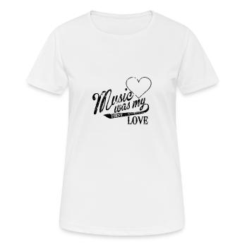 music was my first love - T-shirt respirant Femme - blanc - Devant - AI Model Female 172 dark (172cm)