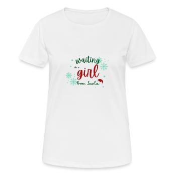 En attendant une fille de Santa Weihnachtswunsch - T-shirt respirant Femme - blanc - Devant - AI Model Female 172 dark (172cm)