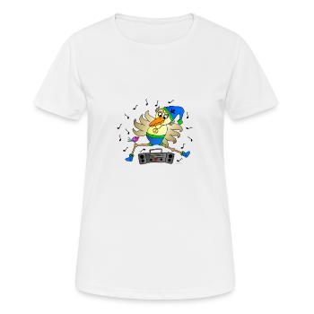 Weird Bird Dancer with Ghetto Blaster Fun Comic - Women's Breathable T-Shirt - white - Front - AI Model Female 172 dark (172cm)