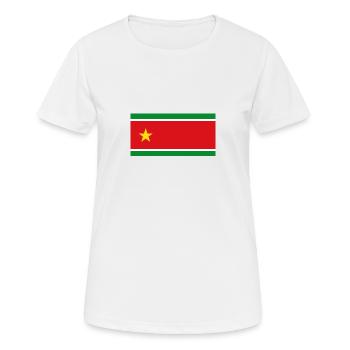 Guadeloupe Flagge - Frauen T-Shirt atmungsaktiv - Weiß - Vorne - AI Model Female 172 dark (172cm)