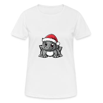 Dinosaure Stegosaurus Noël Mignon - T-shirt respirant Femme - blanc - Devant - AI Model Female 172 dark (172cm)