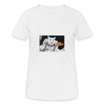 WELTRAUM KATZE - Frauen T-Shirt atmungsaktiv - Weiß - Vorne - AI Model Female 172 dark (172cm)
