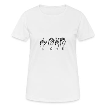 Love sign language - Women's Breathable T-Shirt - white - Front - AI Model Female 172 dark (172cm)