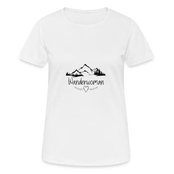 Wanderwoman die wandernde Superheldin Berge - Frauen T-Shirt atmungsaktiv - Weiß - Vorne - AI Model Female 172 dark (172cm)