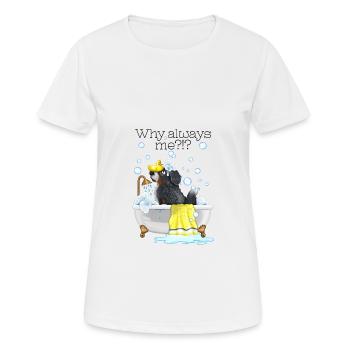 Se baigner avec des bulles de savon pour chien - T-shirt respirant Femme - blanc - Devant - AI Model Female 172 dark (172cm)