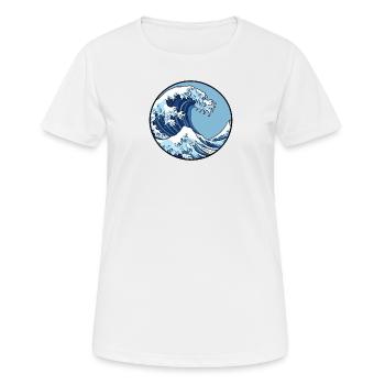 Welle, Wasser, Ozean, Japanische Welle, Logo - Frauen T-Shirt atmungsaktiv - Weiß - Vorne - AI Model Female 172 dark (172cm)