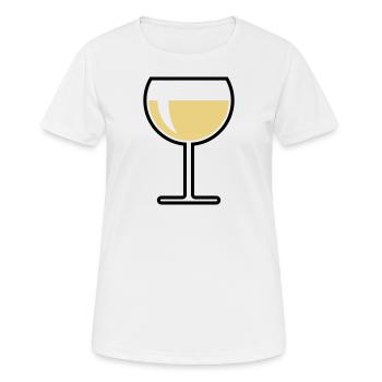 White Wine Glass (Round / Closed / 2C) - Women's Breathable T-Shirt - white - Front - AI Model Female 172 dark (172cm)