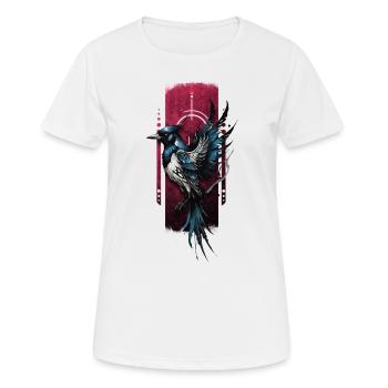 Sky's Messenger: Flying Cyanocitta Cristata - Women's Breathable T-Shirt - white - Front - AI Model Female 172 dark (172cm)