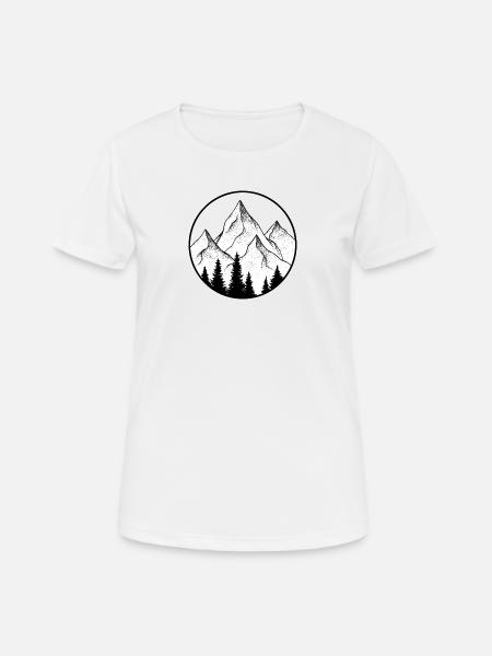 mountain design, round logo - Women's Breathable T-Shirt - white
