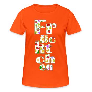 Fruechtchen Frucht Obst Erdbeere Kiwi Banane - Frauen T-Shirt atmungsaktiv - Neonorange - Vorne - AI Model Female 172 dark (172cm)