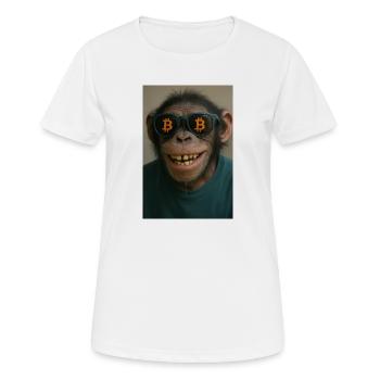 Bitcoin rencontre Monkey Joe - T-shirt respirant Femme - blanc - Devant - AI Model Female 172 dark (172cm)